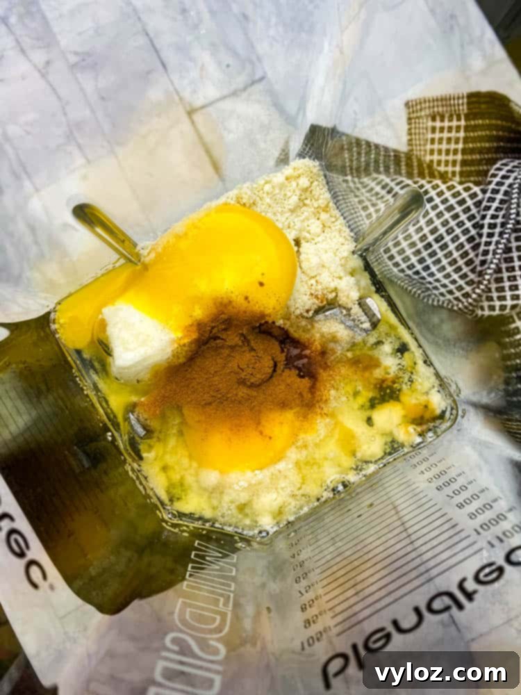 keto low carb pancake mix batter in a blender