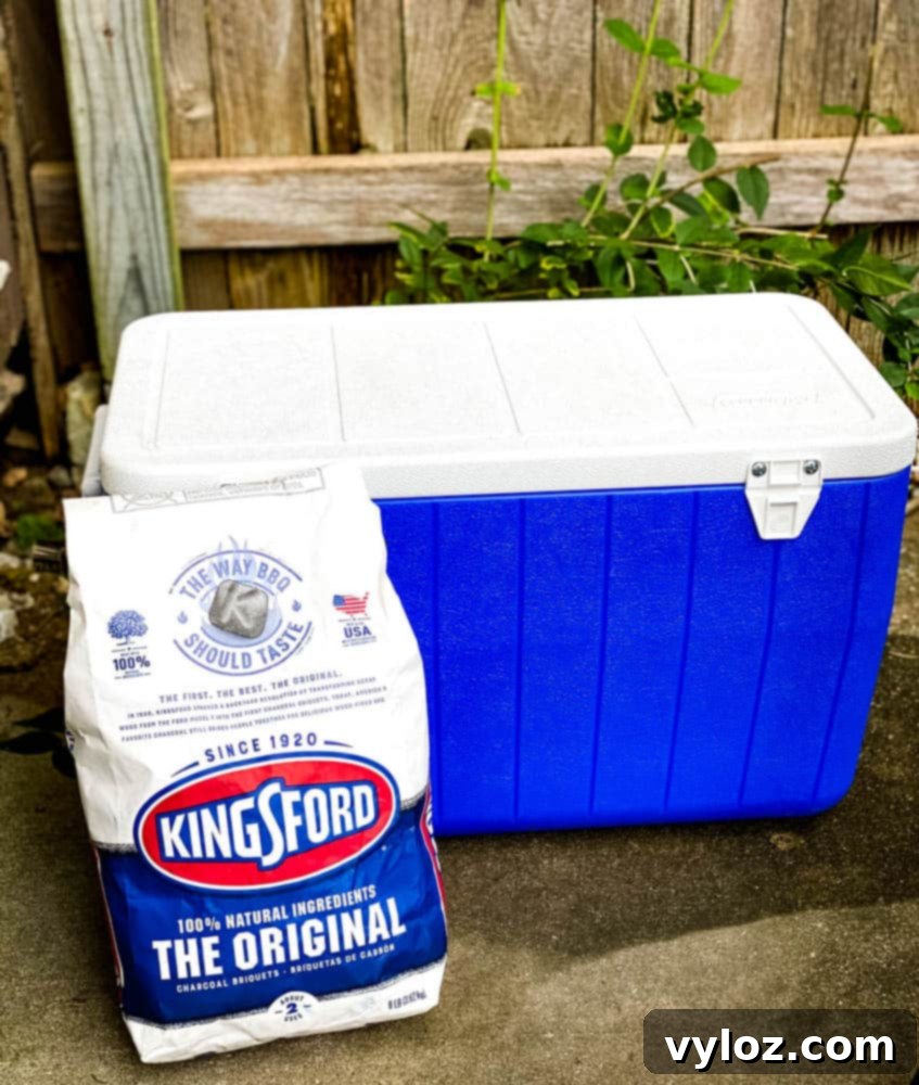 kingsford charcoal in a package with a cooler