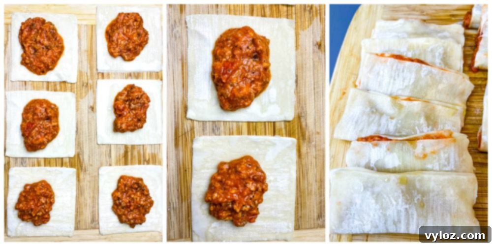 pizza rolls in wonton wrappers on a bamboo cutting board
