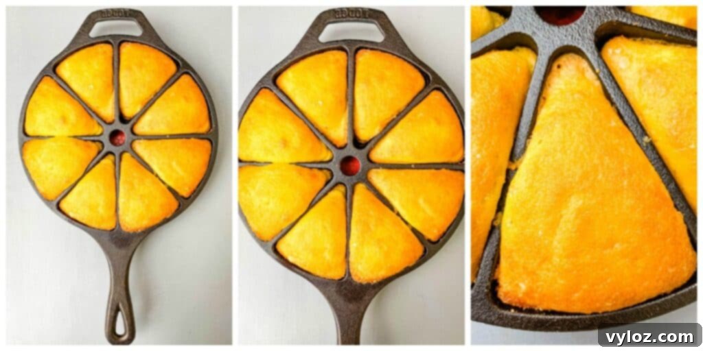 keto low carb cornbread in a cast iron wedge pan skillet