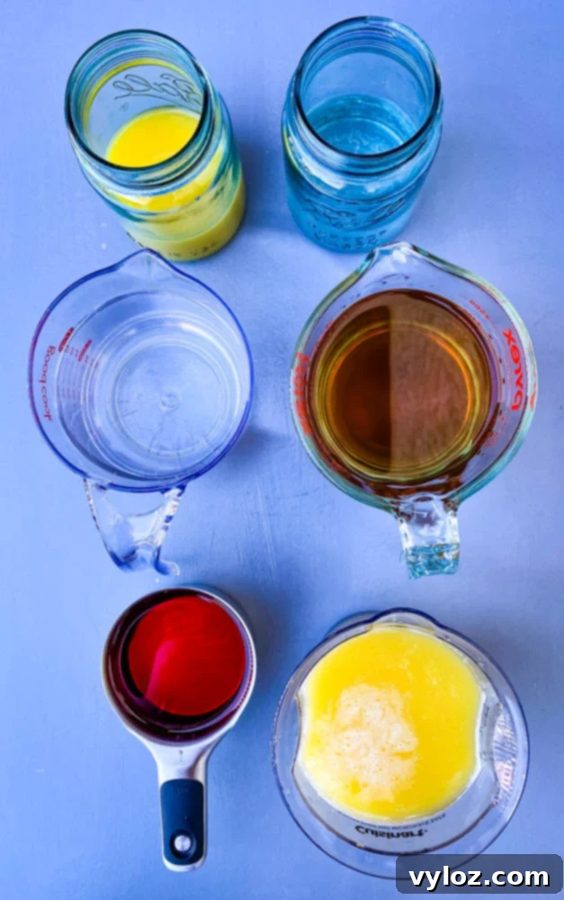 rum, grenadine, pineapple juice, and orange juice for bahama mama recipe