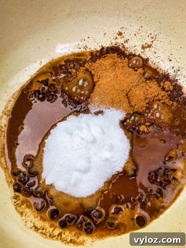 melted chocolate for keto low carb hot chocolate in a Dutch oven