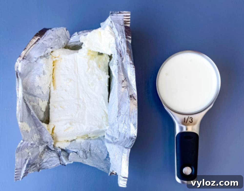 cream cheese and heavy cream for keto low carb cauliflower soup