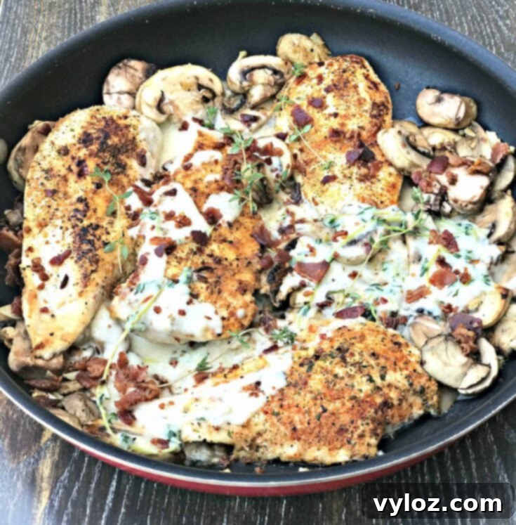 20 Fast & Flavorful Keto Chicken Recipes 17 Low-Carb Keto Bacon Mushroom Chicken in Cream Sauce with Thyme
