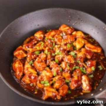 Chinese chicken in garlic sauce in a pan.