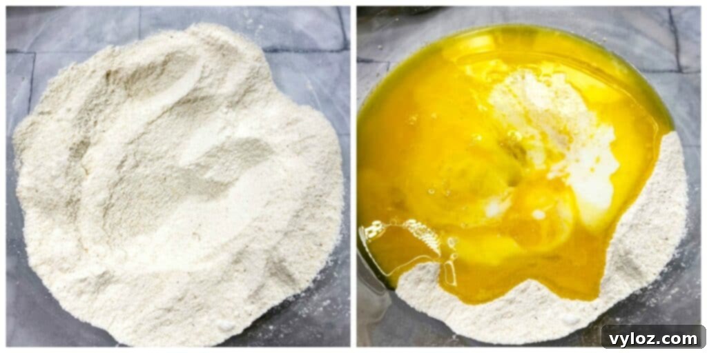 Crispy Air Fryer Cornbread 4 Air fryer cornbread batter in a glass mixing bowl, ready for baking.