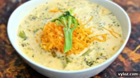 A hearty and cheesy keto low-carb Instant Pot Panera broccoli cheddar soup, a healthy copycat recipe.