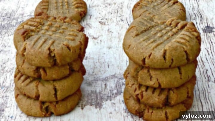 Simple 4-ingredient keto low-carb peanut butter cookies, a dairy-free, paleo, and gluten-free dessert.