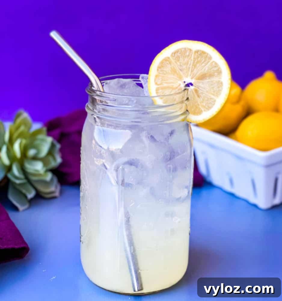 Zesty Zero Lemonade 6 keto low carb lemonade in a mason jar with fresh lemons