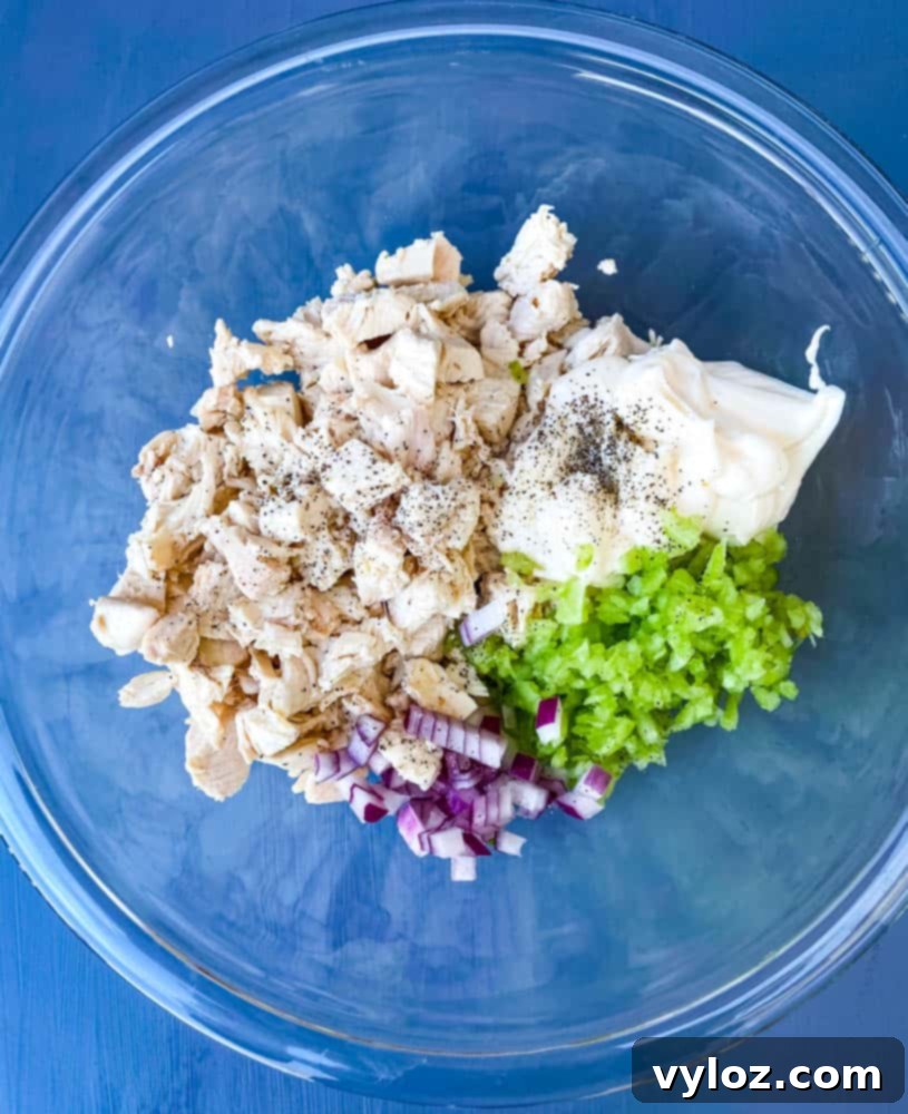 Effortless Keto Chicken Salad 7 keto chicken salad in a glass bowl