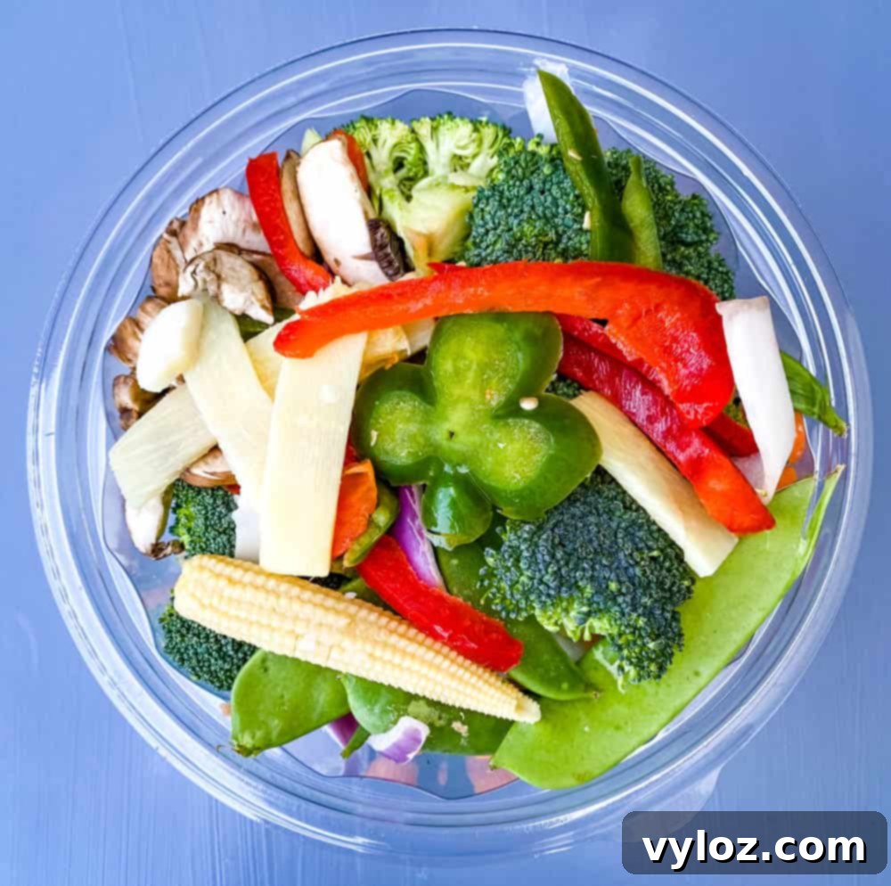 mixed vegetables in a plastic container