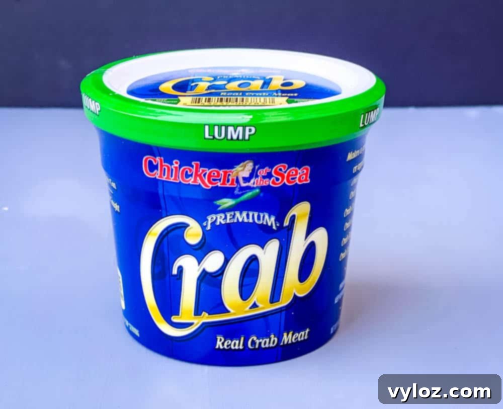 Velvety Seafood Lasagna 8 A can of real lump crab meat, a key ingredient for a rich seafood flavor.