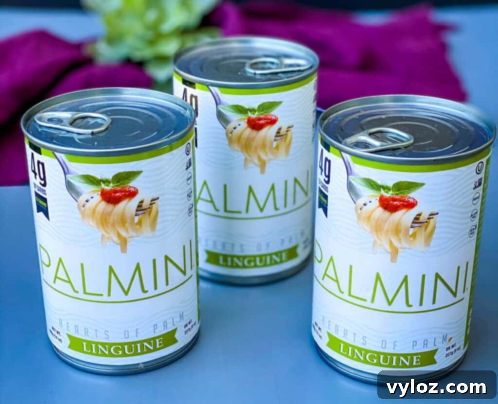 Canned Palmini hearts of palm linguine, a great low-carb pasta alternative