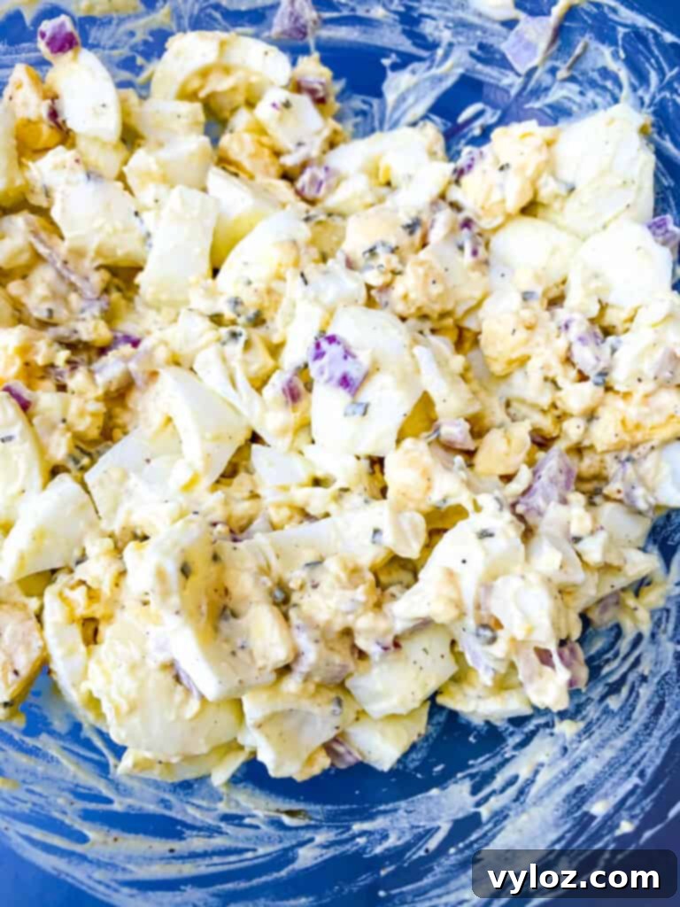 Vibrant Egg Salad 7 keto low carb egg salad in a glass bowl