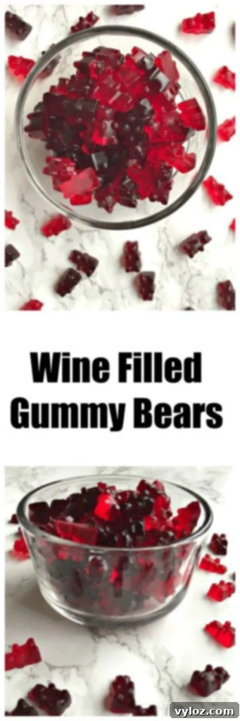 Assortment of wine gummy bears in various colors and flavors, showcasing versatility