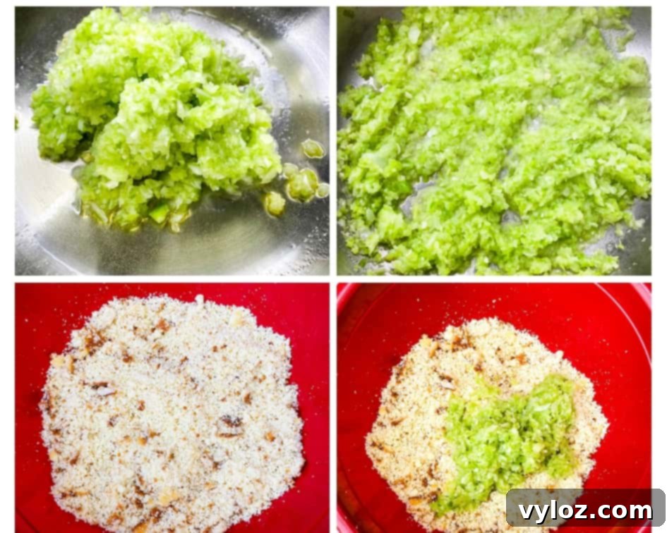 A visual collage illustrating the step-by-step process of making cornbread dressing, showing various stages of preparation from mixing to baking.