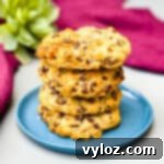 air fryer chocolate chip cookies on a blue plate