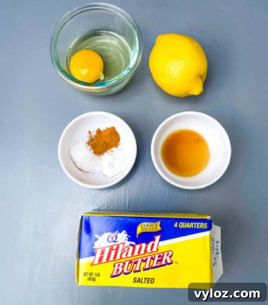 raw egg, lemon, vanilla extract, cinnamon, baking soda, salt, and butter arranged on a flat surface, key cookie ingredients
