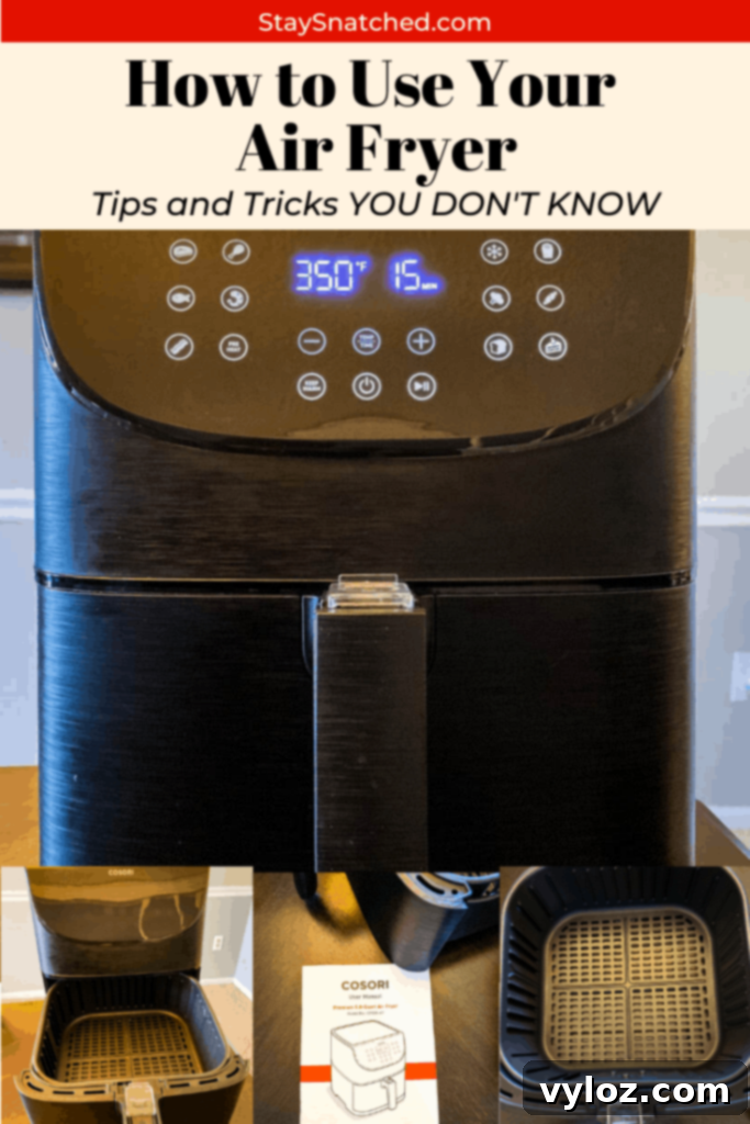 Mastering Your Air Fryer 2 A modern air fryer on a kitchen counter, ready for use