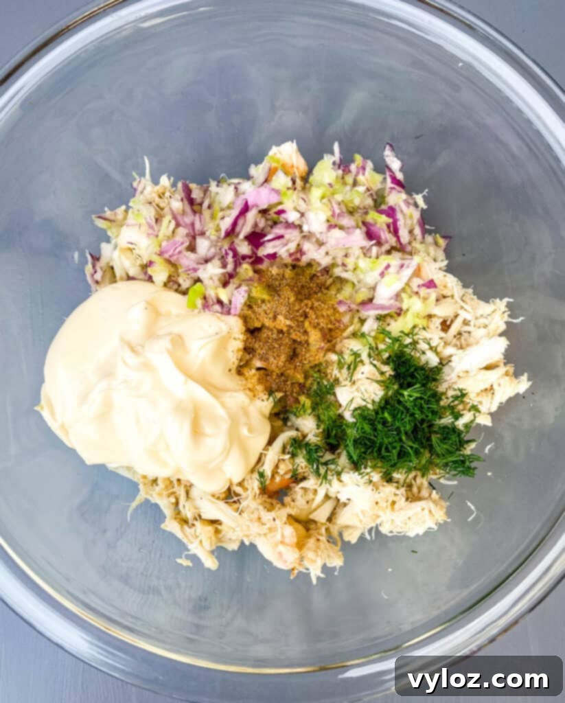 Effortless Crab Salad 8 seafood salad in a glass dish