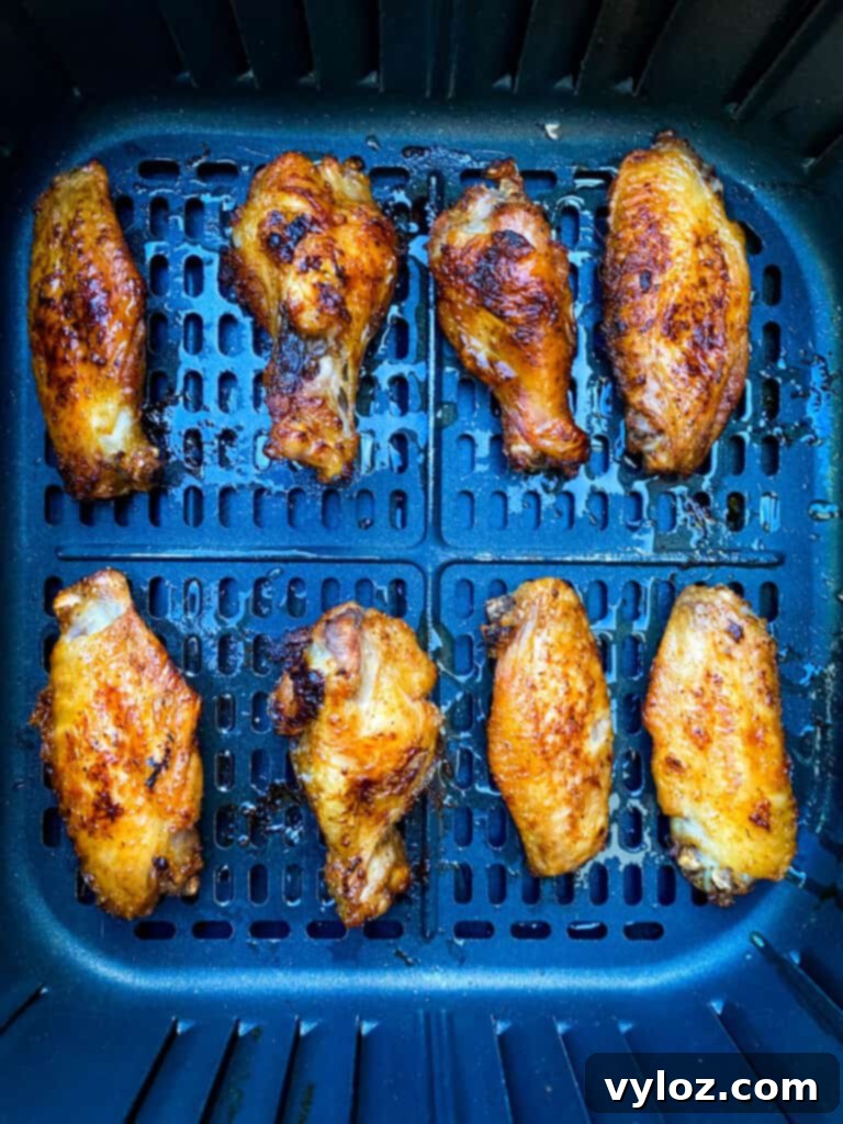 cooked bbq chicken wings in air fryer