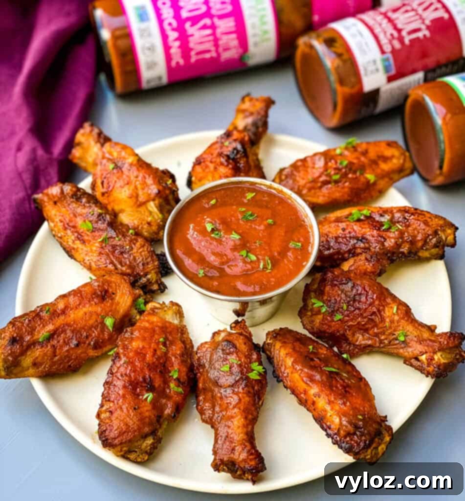 bbq air fryer chicken wings on a plate