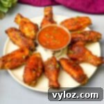 bbq air fryer chicken wings on a plate