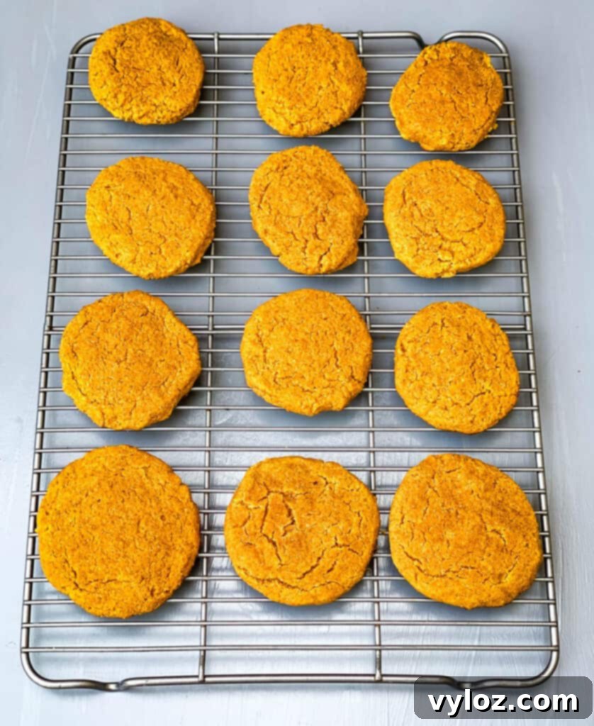 Guilt-Free Pumpkin Spice Cookies 9 keto pumpkin cookies on a cooling rack
