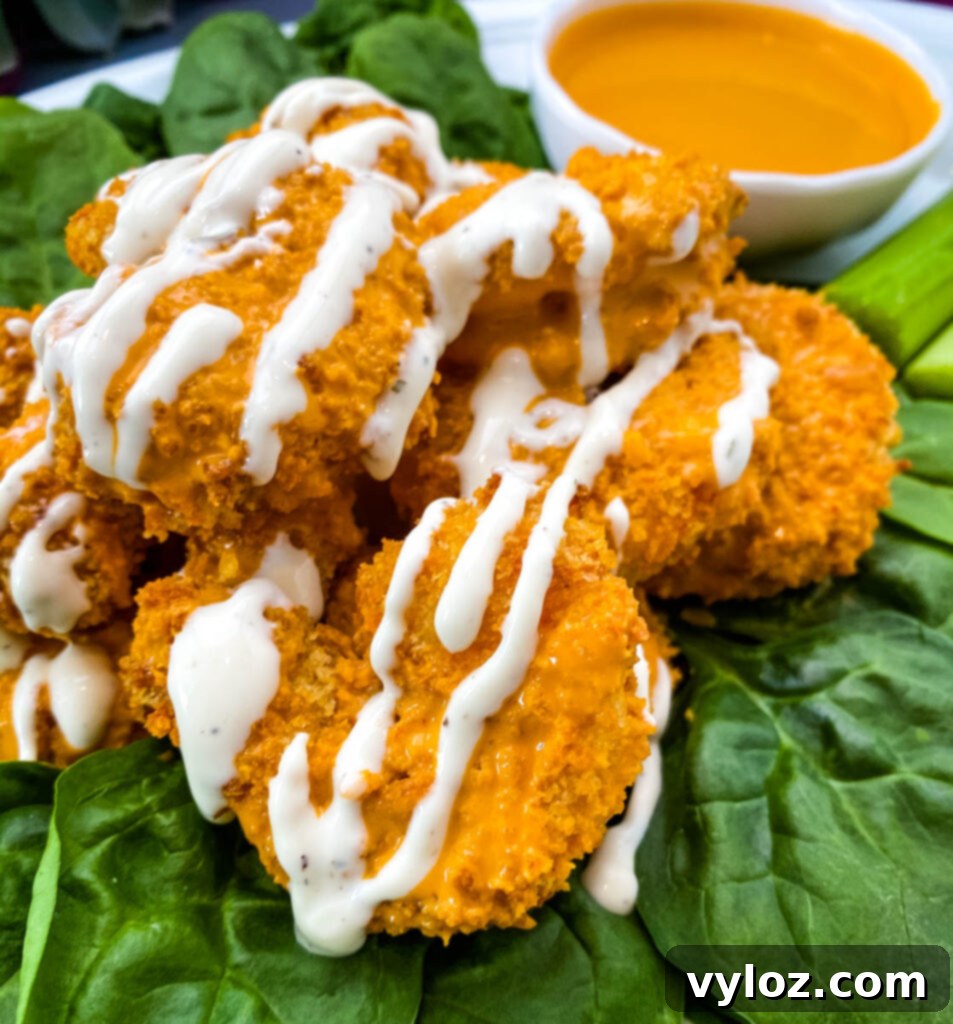 buffalo shrimp on a plate with ranch dressing