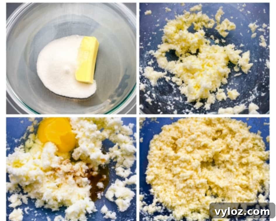 collage photo of sweetener, butter, and cookie dough in glass bowls