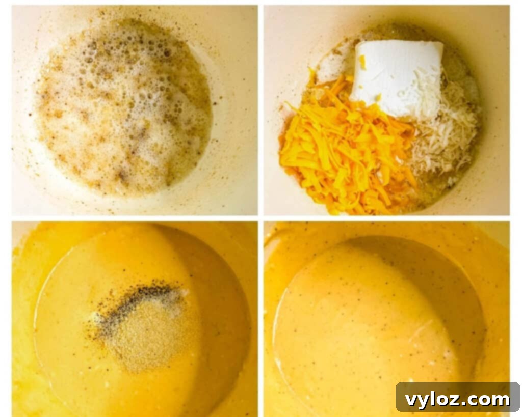 collage photo showing how to make cream sauce for 