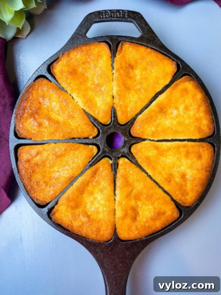 honey cornbread in a cast iron skillet