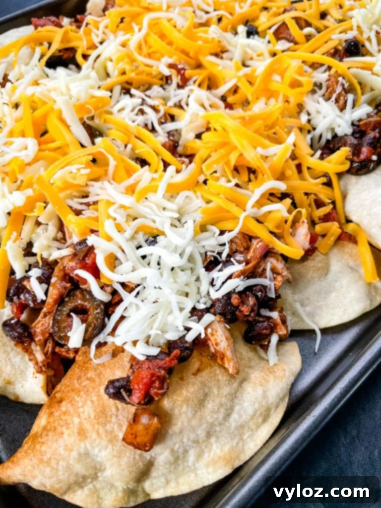 Reinvented Turkey Nachos 10 turkey nachos on a sheet pan