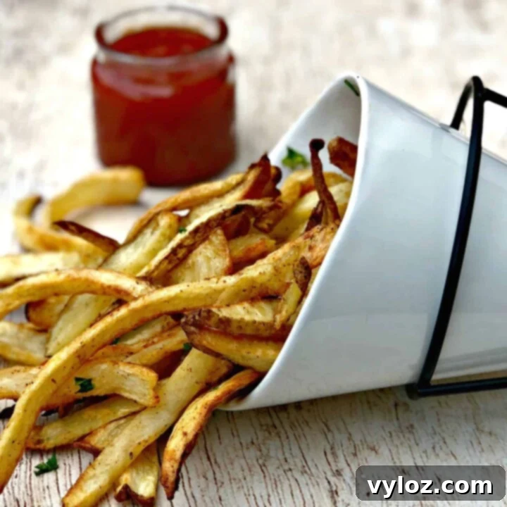 30 Quick and Delicious Air Fryer Appetizers 11 Crispy golden homemade French fries from the air fryer.