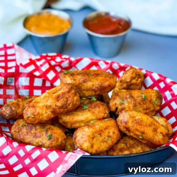 30 Quick and Delicious Air Fryer Appetizers 24 A basket full of golden crispy air fryer tater tots.