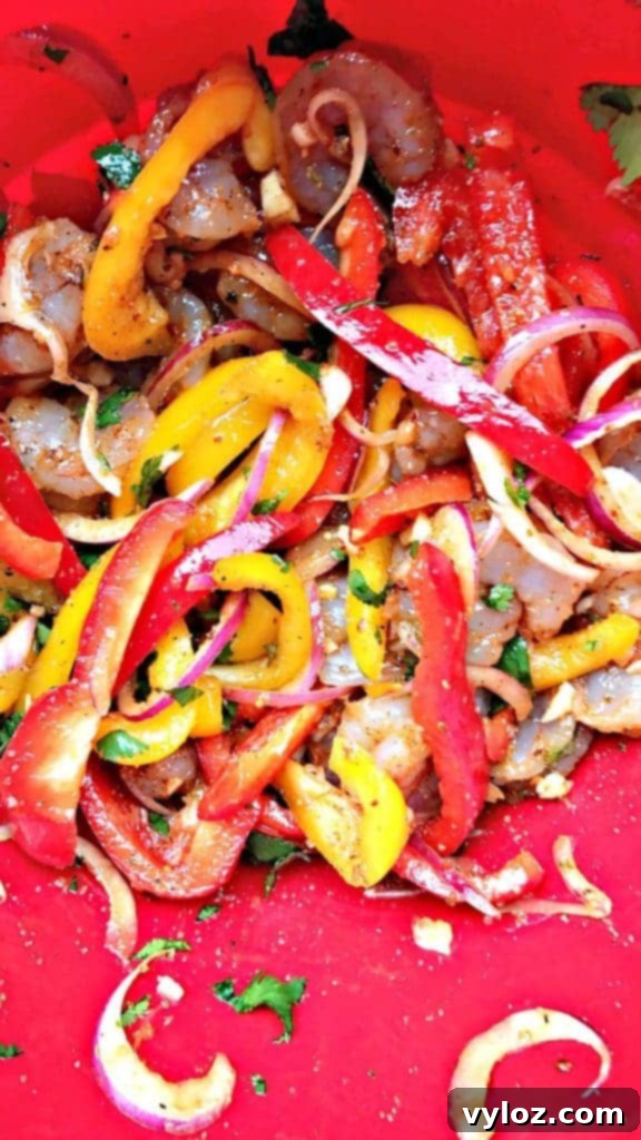 Effortless 20-Minute Low-Carb Sheet Pan Shrimp Fajitas 3 Ingredients for 20-Minute Low-Carb One Sheet Pan Shrimp Fajitas prepped and ready