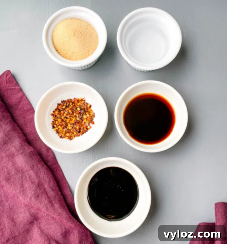 brown sweetener, water, crushed red pepper, soy sauce, fish sauce, and tamarind