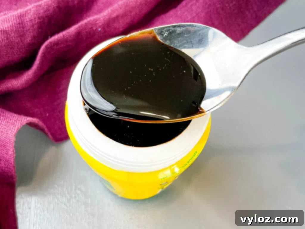 tamarind paste in a spoon