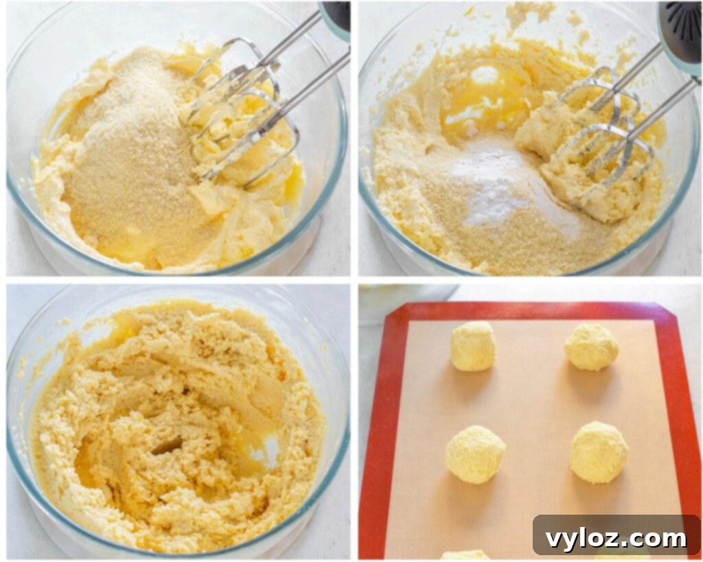 Zesty Sugar-Free Lemon Delights 6 collage photo showing how to cream butter and add almond flour for sugar-free lemon cookie dough