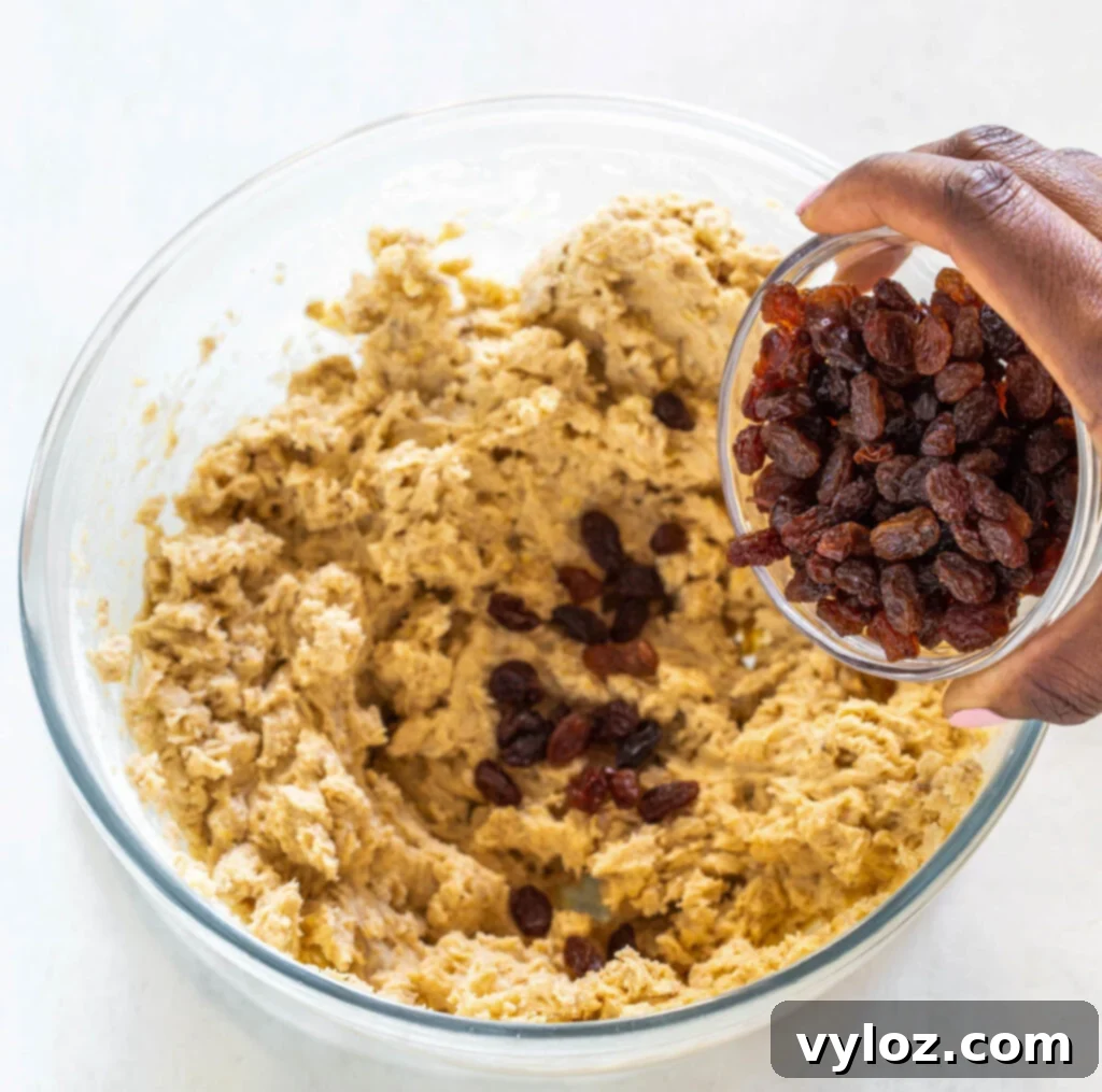 bowl of sugar free oatmeal raisin cookie dough