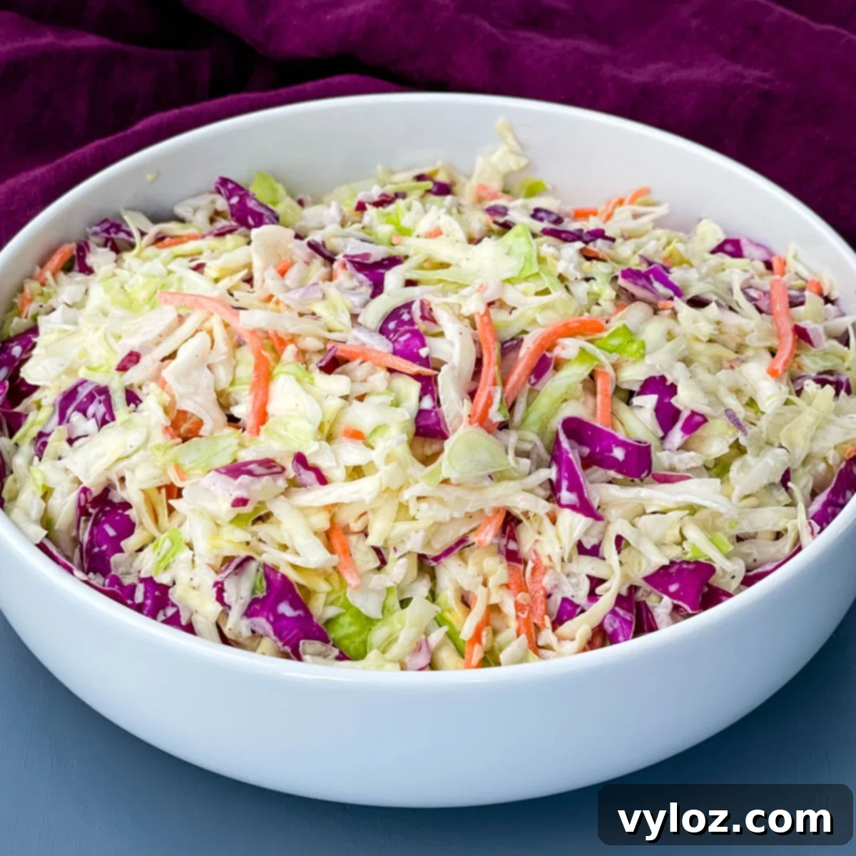 southern coleslaw in a white bowl