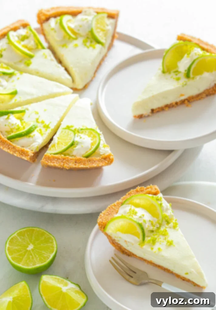 Guilt-Free Key Lime Bliss 10 A close-up of a keto low carb key lime pie, emphasizing the smooth texture of the filling and the rustic crust.