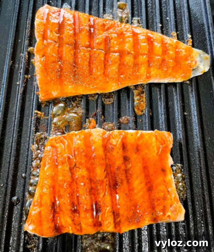 Sweet and Simple Maple Salmon 7 maple glazed salmon cooked in a grill pan