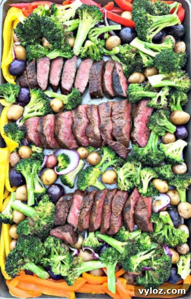 One-Pan Steak and Veggies Meal Prep 5 Healthy and colorful sheet pan dinner ready for the oven