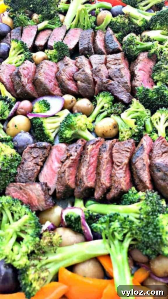 One-Pan Steak and Veggies Meal Prep 7 Sheet pan steak and vegetables cooked to perfection