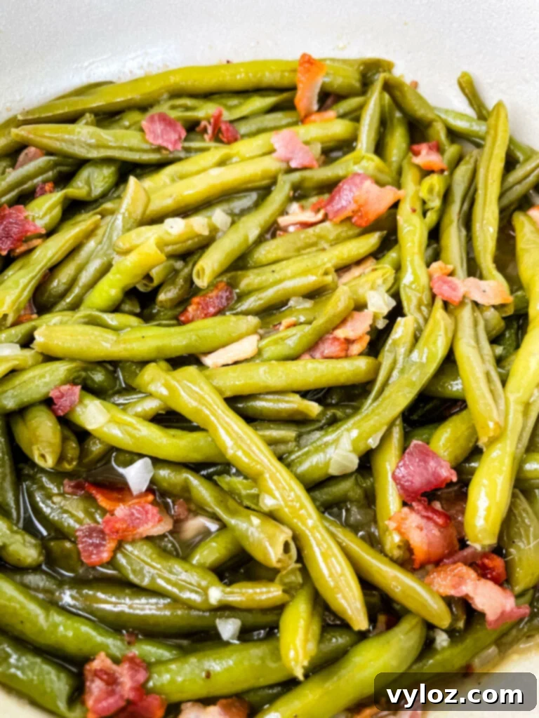 southern green beans with bacon in a pot