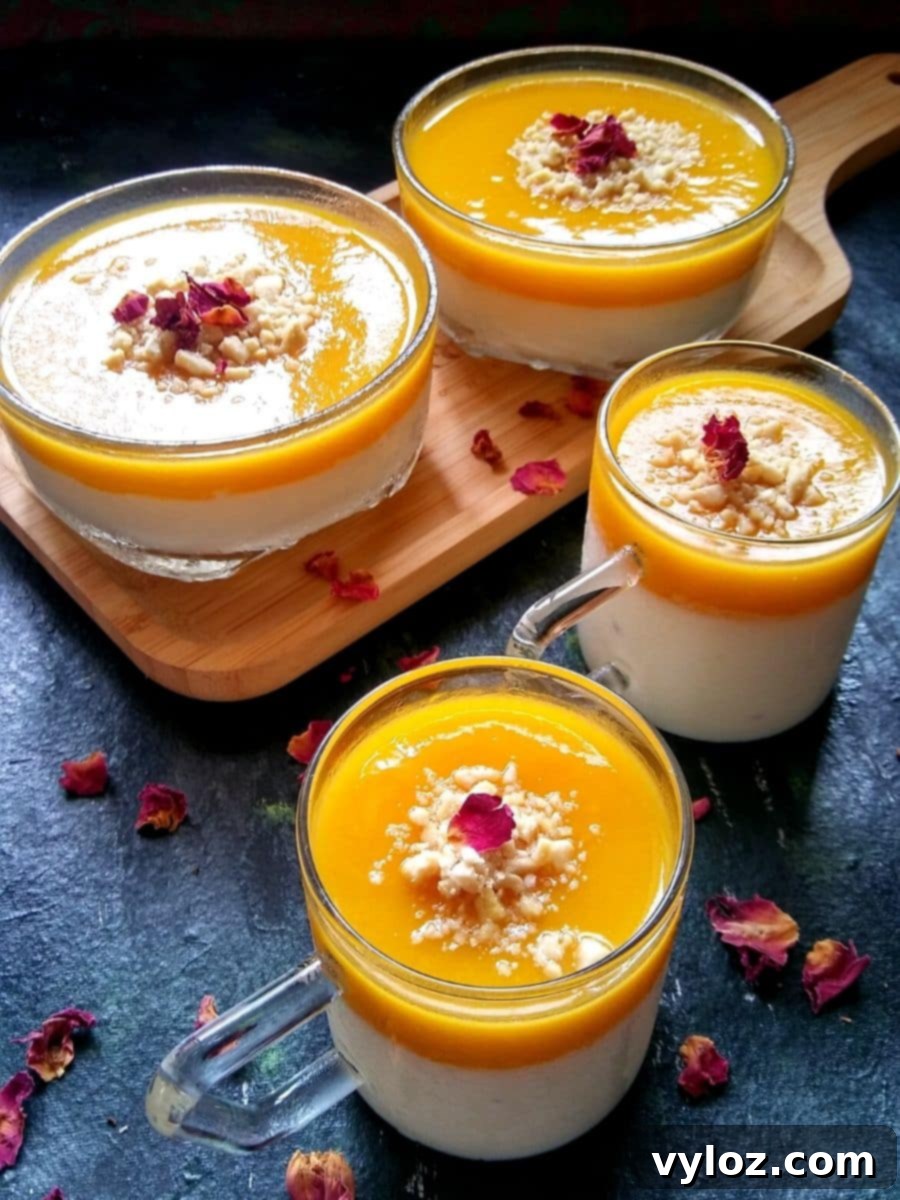 Mahalabia prepared with mango, a creamy Middle Eastern dessert