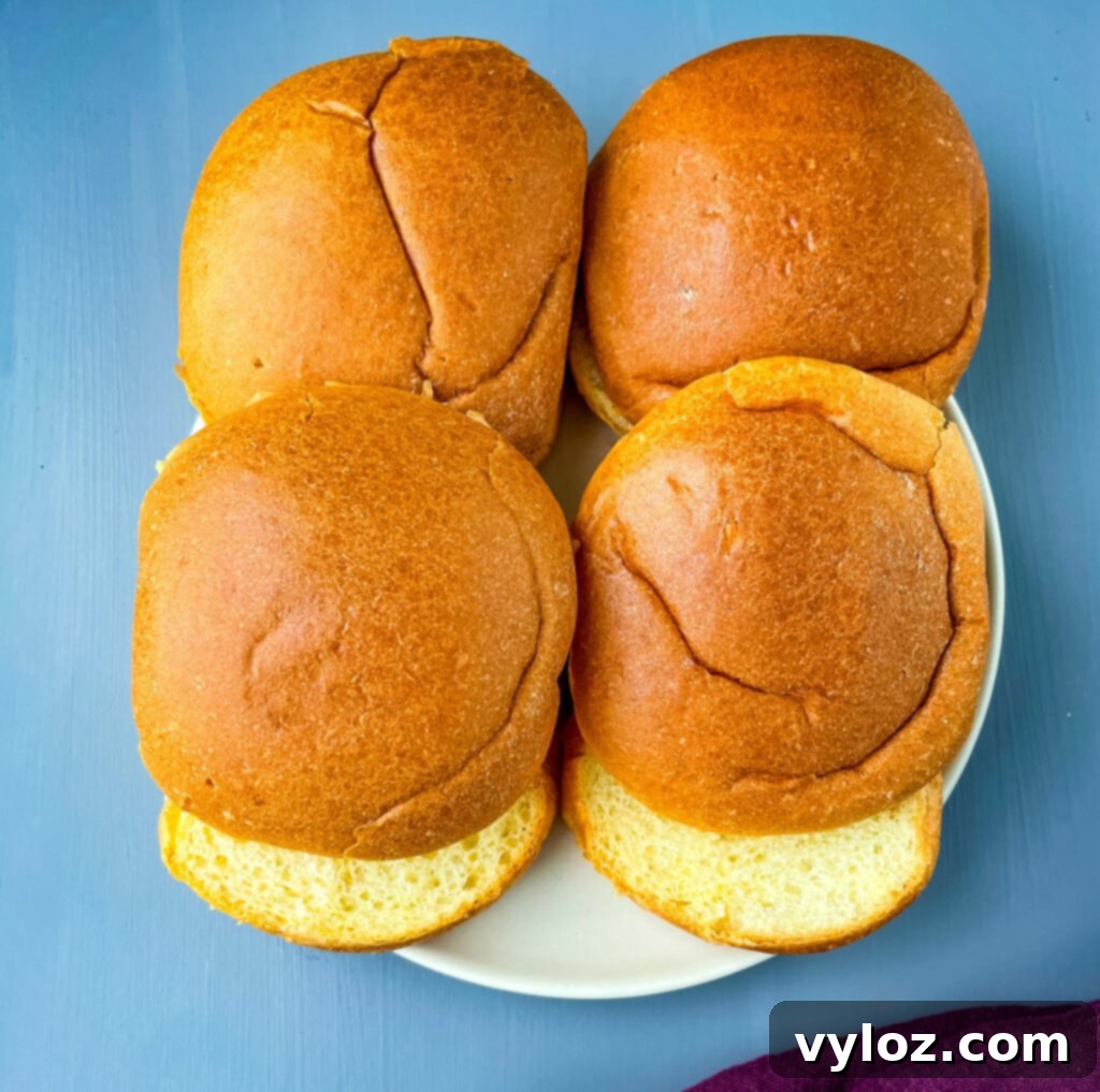 Achieve Burger Perfection on Any Grill 8 Brioche buns on a plate, toasted and ready for burgers