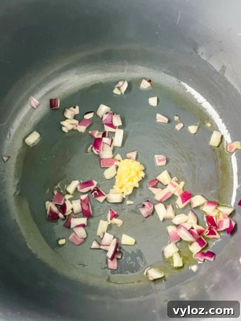 garlic and onions sauteed in an Instant Pot
