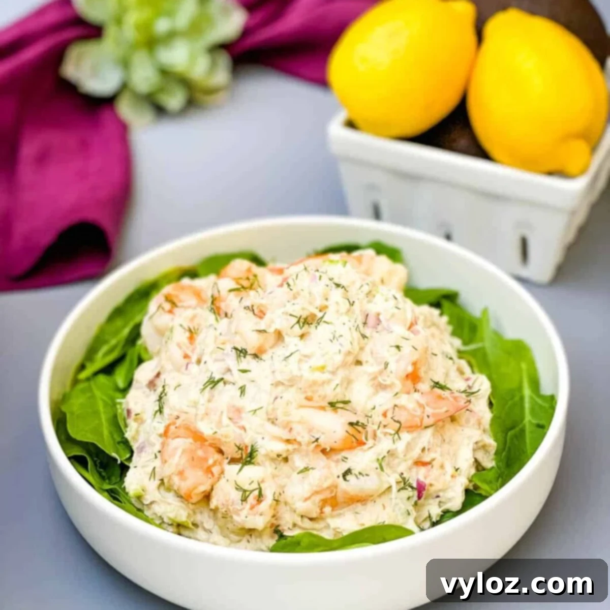 A refreshing and elegant Easy Seafood Crab Salad with tender shrimp and crab meat, garnished with fresh dill.